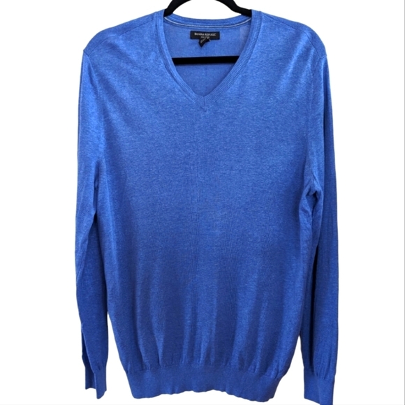 Banana Republic Blue Silk & Linen V Neck Size Large - Picture 1 of 6